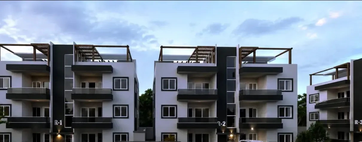 Fachada de los edificios de apartamentos